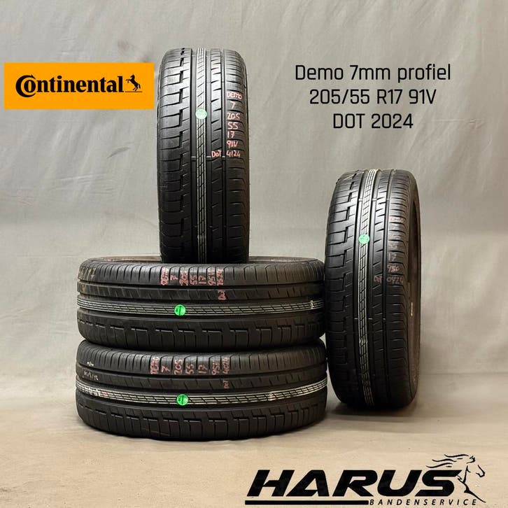 205/55/17 91V Continental zomerbanden demo 7mm profiel 4X, Auto-onderdelen, Banden en Velgen, 17 inch, Erkend duurzaam, Zomerbanden