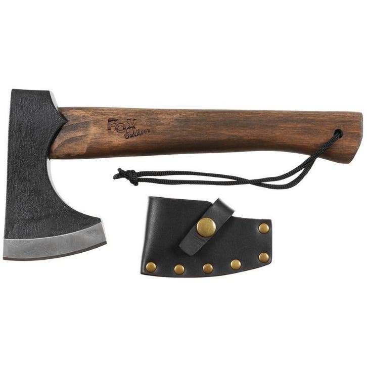 Fox outdoor Viking bijl compact met leren schede, Caravans en Kamperen, Kampeergereedschap, Nieuw, Ophalen of Verzenden