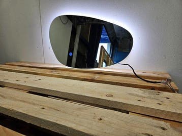 Spiegel Gliss Design Trendy Oval LED Verlichting 60 x 36 cm, Ophalen of Verzenden, Nieuw, Glas, Overige typen