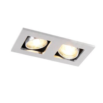 Inbouwspot aluminium rechthoekig 2-lichts - Qure, Verzenden, Nieuw, Modern