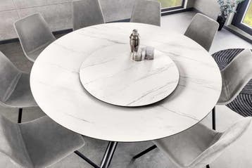 Ronde eettafel SPIN 150cm wit met 360° draaibaar serveerbord, Ophalen of Verzenden, Nieuw