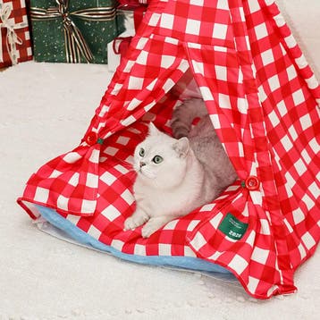 2dekans | zeze huisdierentent met kerstmuts - rood-wit, Ophalen of Verzenden, Zo goed als nieuw