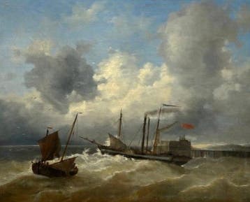 Kring van Andreas Schelfhout (XIX) - Zeegezicht, Antiek en Kunst, Kunst | Schilderijen | Klassiek