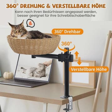 Ergonomisch Kattenbed voor Bureau met 360° Draai- en Hoogtev, Verzenden, Nieuw