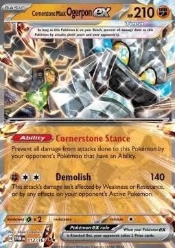 Cornerstone mask ogerpon ex 112/167 Twilight Masquerade, Ophalen of Verzenden, Nieuw, Losse kaart, Foil