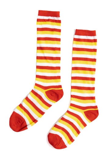 KIMU® Lange Sokken Rood Wit Geel Gestreept 36 37 38 39 40 41, Ophalen of Verzenden, Nieuw, Carnaval