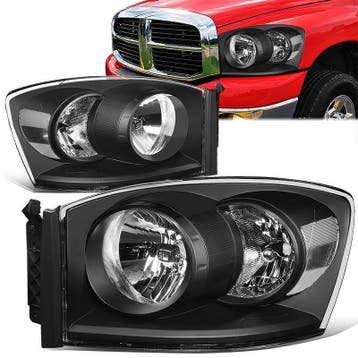 SK-Import Koplampen Factory Style Black Housing Dodge Ram, Ophalen of Verzenden, Nieuw, Dodge