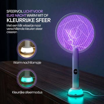NIVADA 2-in-1 Elektrische vliegenmepper WD9013 - Muggenlamp, Ophalen of Verzenden, Zo goed als nieuw