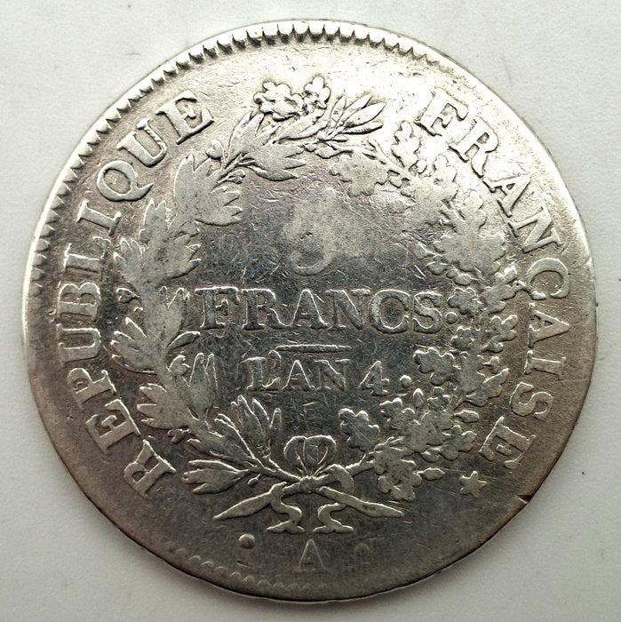 Frankrijk. Directoire (1795-1799). 5 Francs An 4-A Union et, Postzegels en Munten, Munten | Europa | Niet-Euromunten