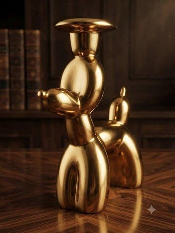 Figuur - Ballonhund Kerzenhalter - Verguld, Keramiek, Nieuw