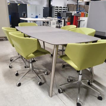 Alvito betonglazen design vergadertafel met RVS frame NIEUW, Ophalen of Verzenden, Nieuw