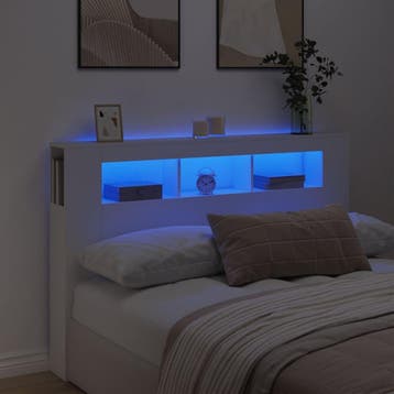vidaXL Hoofdeinde met LED 160x18,5x103,5 cm bewerkt hout wit, Verzenden, Nieuw, Wit, Hout