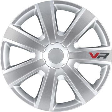 Wieldoppen  VR 14-inch zilver/carbon-look/logo, Verzenden, Nieuw