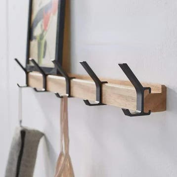Nordic Wandkapstok met 5 Verstelbare Aluminium Haken - Hout, Verzenden, Nieuw