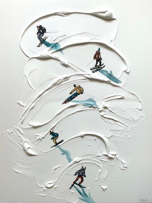 Taty Ur - Ski lovers, Antiek en Kunst, Kunst | Schilderijen | Modern