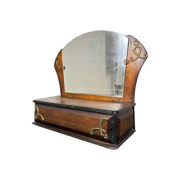 Kabinet - Wandgemonteerde spiegelkast met messingdetails -