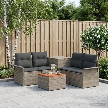 vidaXL Bankstel 6 st 4-Aantal zitplaatsen Grijs en, Verzenden, Nieuw, Rotan, 6 zitplaatsen