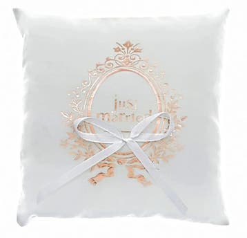 Ringkussen Just Married rose goud, Ophalen of Verzenden, Nieuw, Feestartikel, Geboorte of Huwelijk