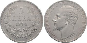 5 Leva 1894 Bulgarien Ferdinand I 1887-1908, Verzenden