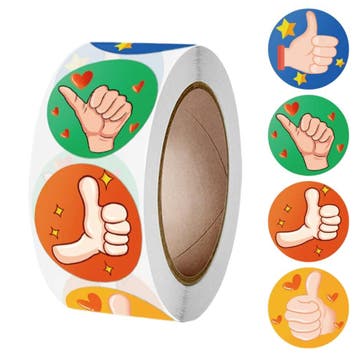 500 Stickers Op Rol - 2.5cm - Dikke Duim - Duimpje - Thumbs, Verzenden, Nieuw