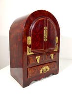 Sieradendoos - Hout, Messing - vintage artistieke kast
