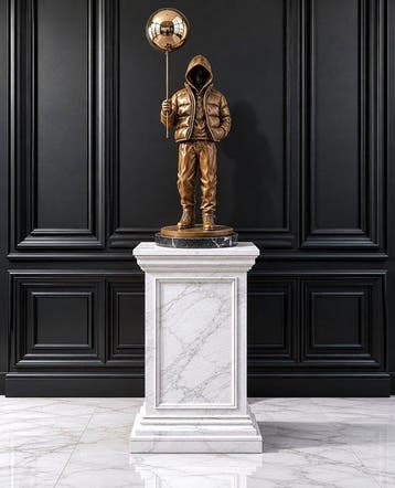 naar banksy - sculptuur, Banksy-stijl bronzen standbeeld