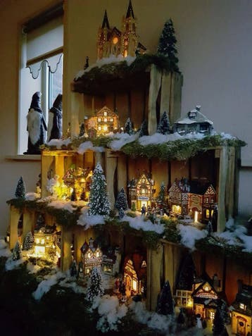 KERST Fruitkisten winkelpresentatie - Kerstpakket Kerstdorp, Ophalen of Verzenden, Gebruikt