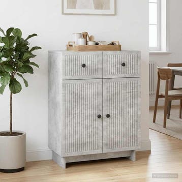 vidaXL Dressoir met lade Betongrijs 66 x 34,5 x 90 cm, Verzenden, Nieuw, Overige houtsoorten, Minder dan 50 cm