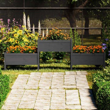 vidaXL Plantenbak 245,5x44x75 cm massief grenenhout grijs, Verzenden, Minder dan 60 cm, Nieuw, 60 cm of meer