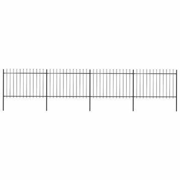vidaXL Tuinhek met speerpunt staal 671x120 cm zwart, Verzenden, Nieuw, IJzer