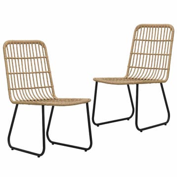 vidaXL Tuinstoelen 2 stuks poly rattan eikenkleurig, Tuin en Terras, Tuinstoelen, Verzenden, Nieuw