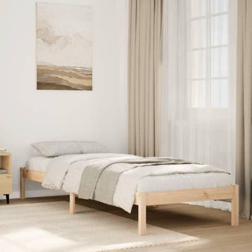 vidaXL Bedframe extra lang zonder matras massief grenenhout, Huis en Inrichting, Slaapkamer | Bedden, Eenpersoons, Bruin, Verzenden