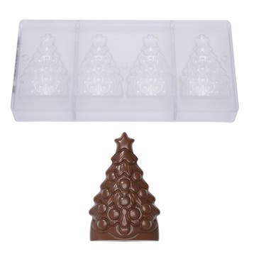 Chocolademal Chocolate World Kerstboom (4x) 90x59x24,5mm, Verzenden, Nieuw