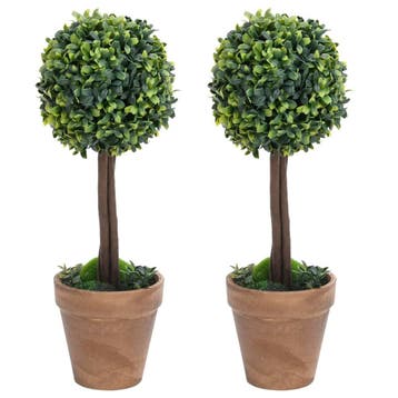 vidaXL Kunstplanten met pot 2 st buxus bolvorming 41 cm, Verzenden, Nieuw