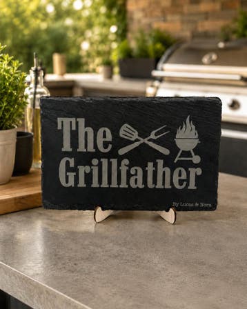 Gepersonaliseerde leisteen The Grillfather - vaderdagcadeau, Ophalen of Verzenden, Nieuw