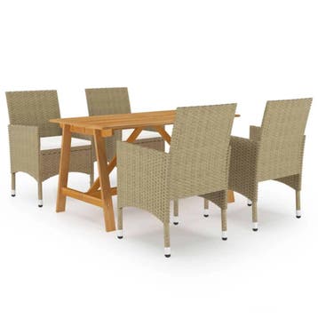 vidaXL 5-delige Tuinset beige, Verzenden, Nieuw, 4 zitplaatsen, Tuinset