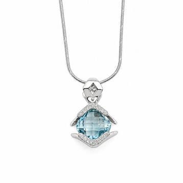 Ketting met hanger - 18 karaat Witgoud - 3.50ct. tw. Topaas