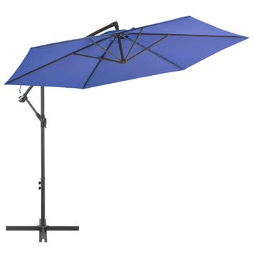 vidaXL Zweefparasol met aluminium paal 300 cm blauw, Verzenden, Nieuw, 1 tot 2 meter, Zweefparasol