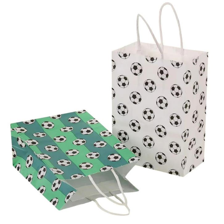 Fako Bijoux - 12 Papieren Uitdeeltasjes Voetbal - 15x8x21cm, Diversen, Cadeauverpakkingen, Verzenden