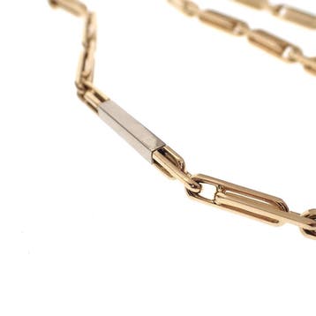 Bicolor gouden fantasie schakelketting, Ophalen of Verzenden, Gebruikt, Overige kleuren, Goud