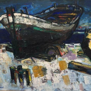 Albert Zavaro (1925-2022) - Bateaux Amarré au port - Marine