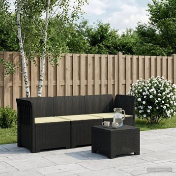 vidaXL 3-zits tuinbank met kussens in rattanlook PP, Verzenden, Nieuw