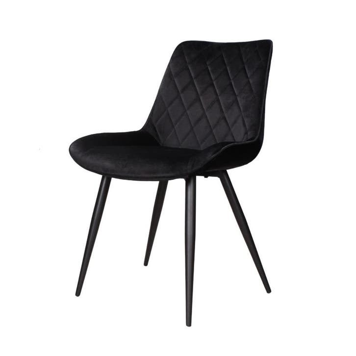 DS4U - Benito eetkamerstoel - Set van 6 - Zwart - Velvet, Huis en Inrichting, Stoelen, Zwart, Nieuw, Ophalen of Verzenden