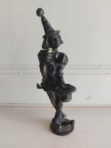 Corry Ammerlaan - Figuur - Clown met twee hoeden - Brons, Antiek en Kunst, Curiosa en Brocante