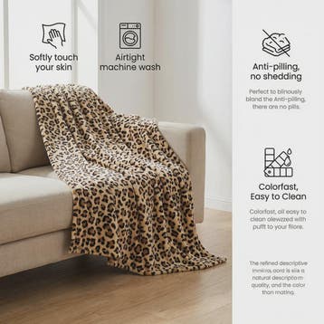 Luxe Leopard Print Fleece Plaid - Zacht & Warm voor Bank en