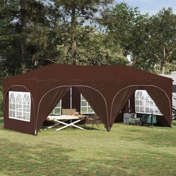 vidaXL Pop-up partytent 575 x 288 x 245 cm Bruin Oxford Stof, Verzenden, Nieuw, Partytent