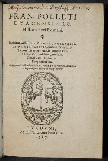 Fran.Polleti Dv Acensis I.C. - Historia fori Romani - 1587