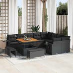 vidaXL Tuinbankenset 12 pcs Zwart poly rattan, Verzenden, Nieuw, Rotan, 2 zitplaatsen