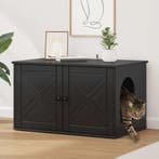 vidaXL Kattenhuis Zwart 85 x 55 x 50,5 cm Bewerkt hout, Verzenden, Nieuw