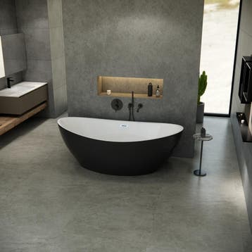 Vrijstaand bad Franca180x87x65cm bi colour glans zwart/ wit, Verzenden, Nieuw